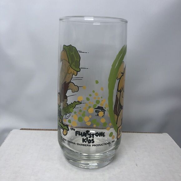 Vintage The Flintstone Kids Barney Rubble 1986 Pizza Hut Drinking Glass Promo - Picture 2 of 5